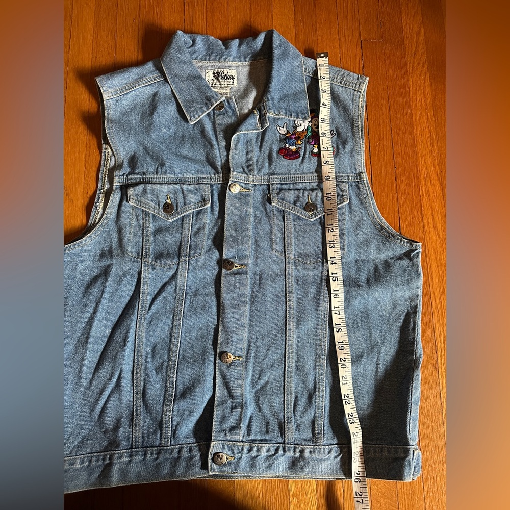 Vtg 90s Jerry Leigh x Walt Disney Co Mickey & Minnie Embroidered Denim Vest, L - Picture 7 of 10